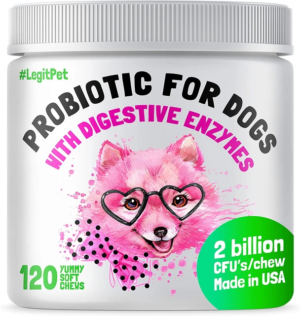 Probiotics for Dogs with Natural Digestive Enzymes + Prebiotics for Allergy & +