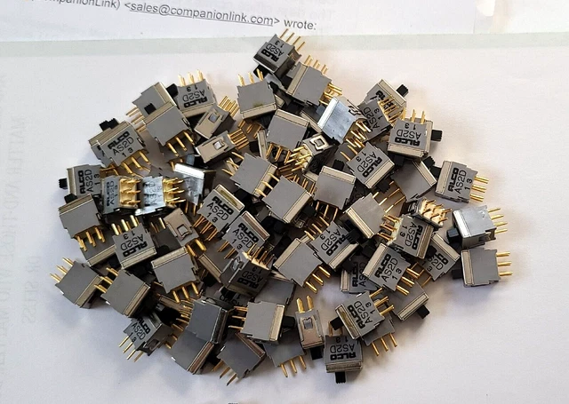 (85 Pcs) ALCO AS2D-13 Small Slide Switch 6-Pin Mount, Gold Pins, 79.2gr- 2.79oz