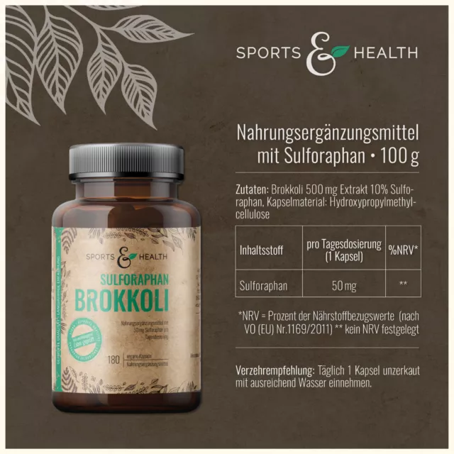 Sulforaphan Brokkoli Kapseln - Vegan - 180 Kapseln - Aus Brokkoli Extrakt 2