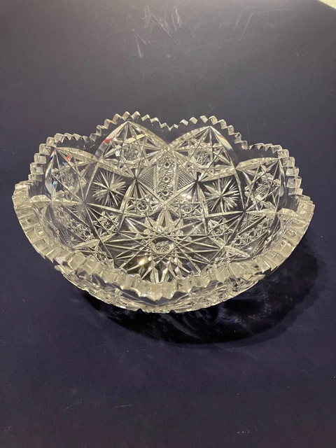 ABP American Brilliant Cut Glass Large Bowl-Nice Condition