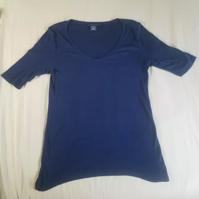 Ralph Lauren Sport Shirt Adult Women's XL Blue 3/4 Sleeve V-Neck Casual