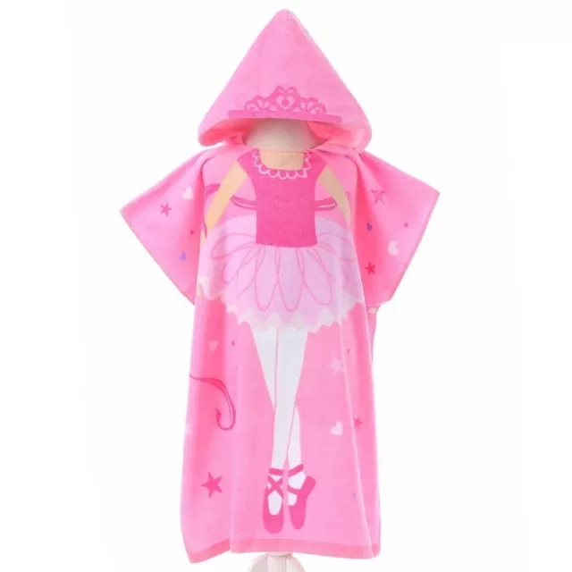 Beach Poncho for Kids, Ballerina Hooded Bath Towel, Toddler Pool Towel with Hood