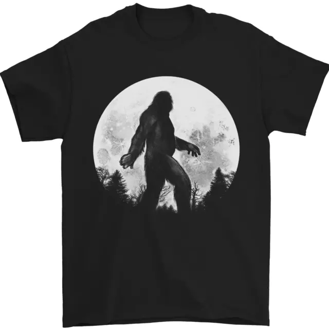 Bigfoot With a Moon Background Mens T-Shirt 100% Cotton