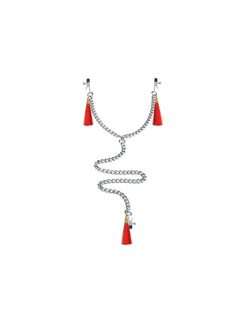 Cadena con Pizas para Pezones y Cítoris Rojo