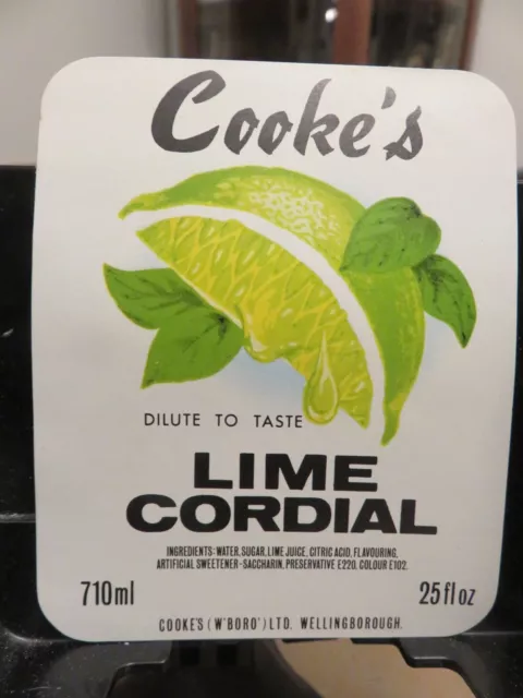 Older COOKE'S LIME CORDIAL Label