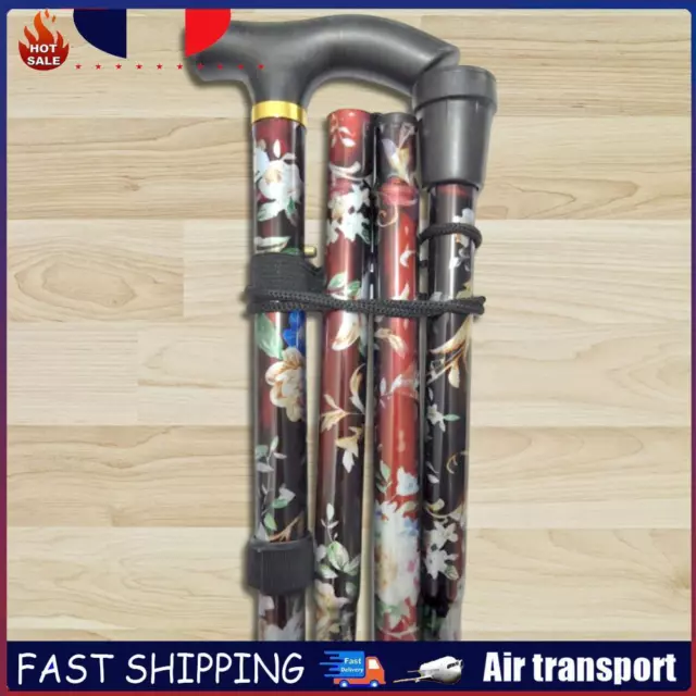 Collapsible Free Standing Cane Aluminum Alloy Hand Walking Stick (Black) FR