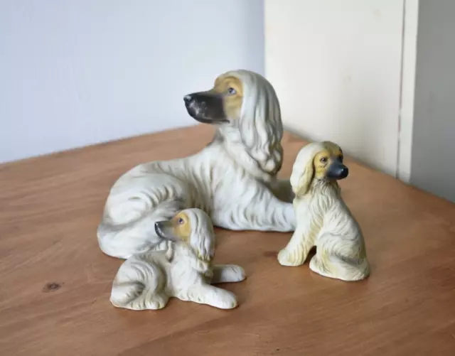 Afghan Hound Dog Figurine 3 Pieces Ornament Harvey Knox (HHH) (L)