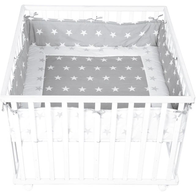 roba Laufgitter Babybett Set Cosiplay Schichtholz Buche 100 x 100 cm Weiß B-WARE