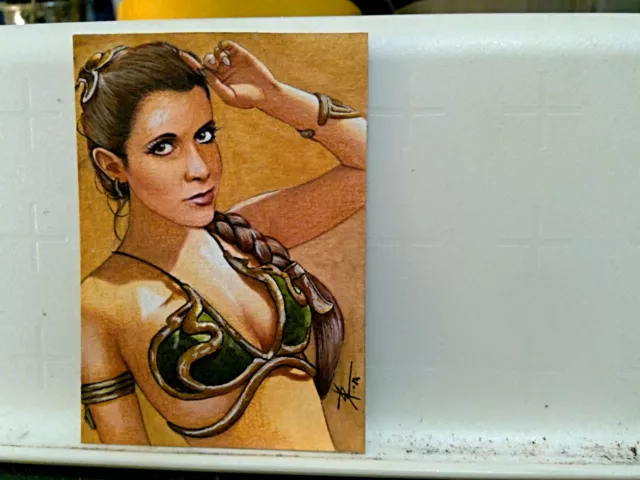 Leia  Star  Wars Original Hand Made Drawing Sketch Card Aceo 1/1 By Artist