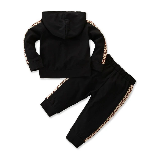 Abiti tuta leopardato top con cappuccio pantaloni set vestiti