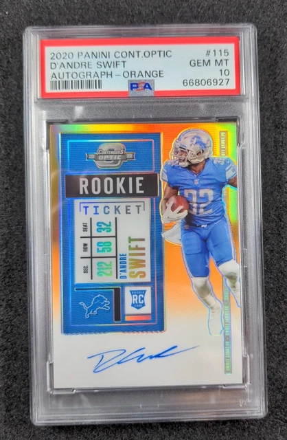 2020 Panini Contenders Optic D'Andre Swift /50 Rookie Autograph Orange PSA 10
