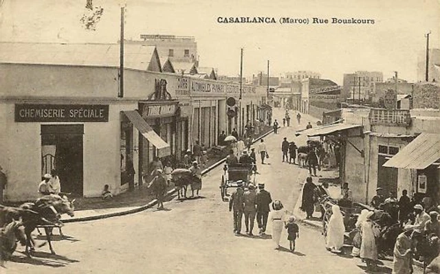 Cpa Maroc Casablanca Rue Bouskours
