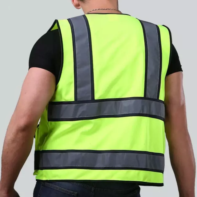 Gilet sans manches réfléchissant de sécurité de gilet avec la tirette jaune 2