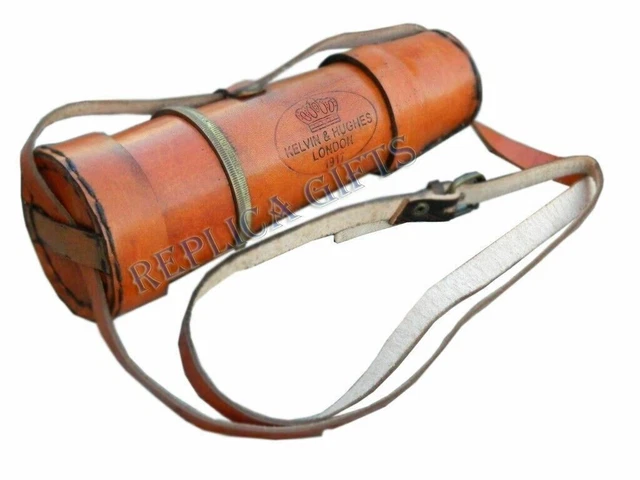 Telescopio de cuero de latón antiguo Pirata Vintage Náutico Spyglass Marine...