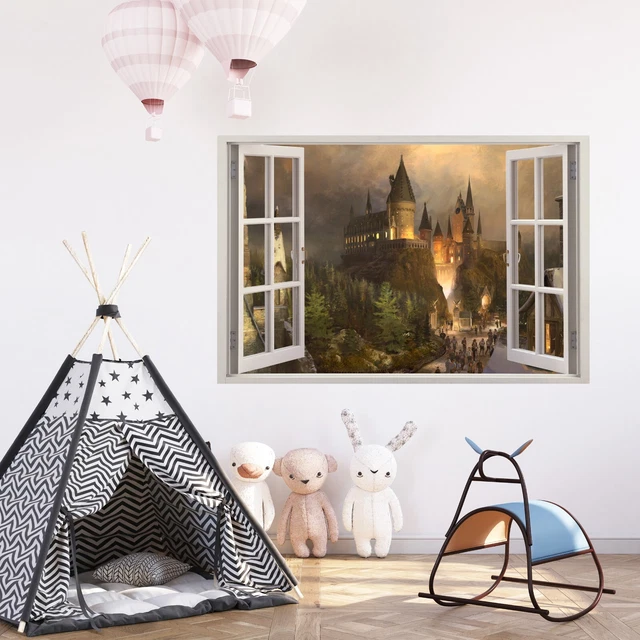 HARRY POTTER HOGWARTS Castle 3D Window View Decal Wall Sticker Decor ...