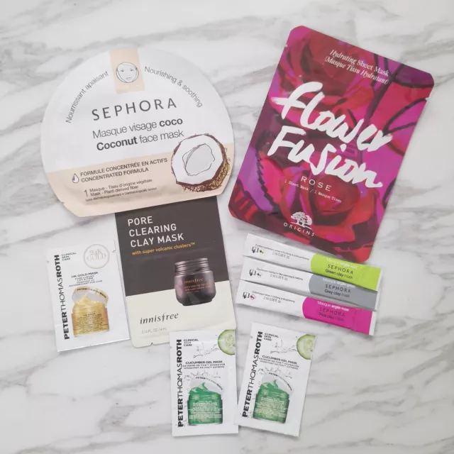 9 Face Mask Samples ORIGINS~ SEPHORA~ Peter Thomas Roth~ INNISFREE