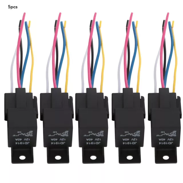 5pcs 12V 30A/40A Automotive Relay 5-Pin SPDT with Harness Socket Plug Kits New