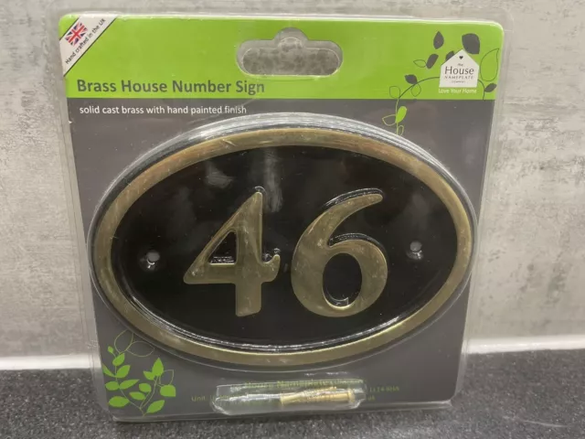 Polished Brass & Black Oval House Number Signs 0 ,46 And 49