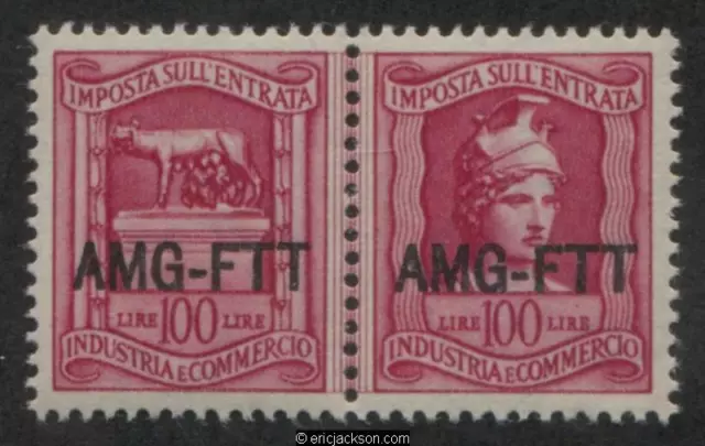 Trieste Industry & Commerce Revenue Stamp, FTT IC57b se-tenant pair, mint, VF