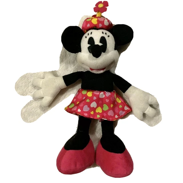 DISNEY MINNIE MOUSE stuffed animal plush toy lovey pink hat dress 9" £7