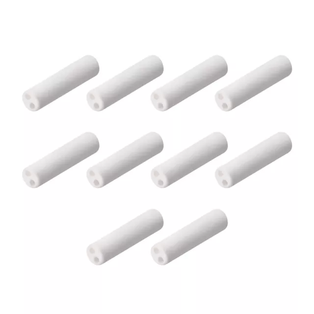 1mm Dia Ceramic Insulation Tube Twin Bore Porcelain Insulator Pipe 10 Pcs