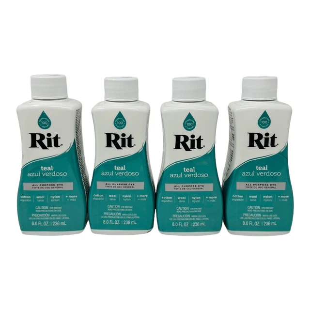 4 tintes líquidos Rit para todo uso 8 onzas ropa de tela madera papel artesanal 88040, azulado