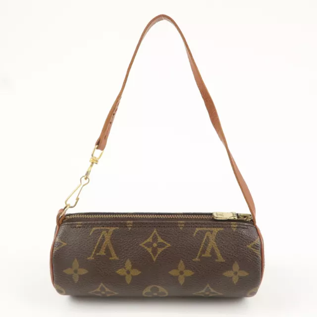 Auth Louis Vuitton Monogram Mini Pouch for Papillon Bag Old Style Brown Used F/S 2