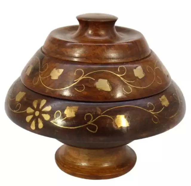 Oriental Box Vintage Wood Wooden Inlaid Copper Solid Kitchen Utensils Design Nic 3