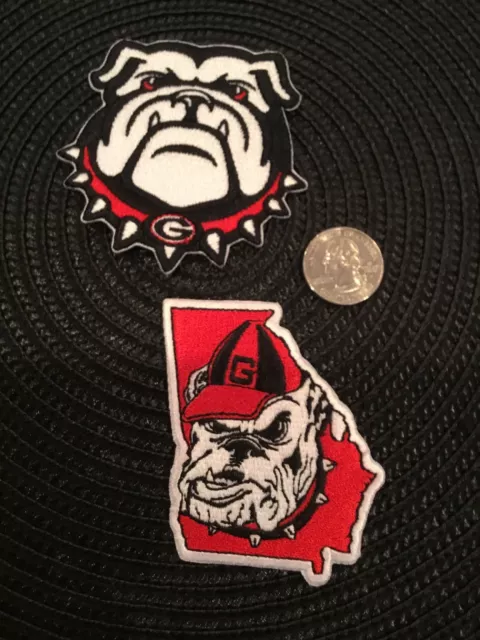(2) UGA GEORGIA BULLDOGS VINTAGE Embroidered Iron On Patches patch lot