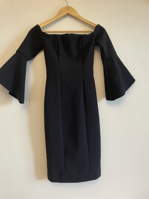 Ladies KOOKAI Off the shoulder black dress size 34 LBD body con party cocktail!