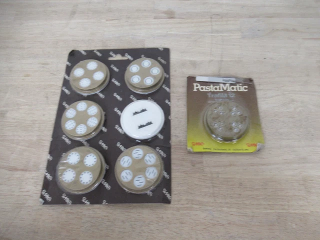 Lot of 7 SIMAC Die Discs for Pasta & Cookies Pastamatic MX700 Pasta Maker Lot of 7 SIMAC Die Discs for Pasta & Cookies Pastamatic MX700 Pasta Maker