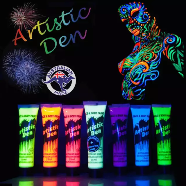 UV Face Paint Body Paint Black Light Glow in Dark Neon  Face Paint 15ml tubes