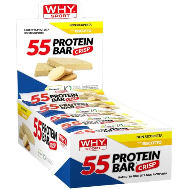 WHY Sport 55 Protein Bar 30 Barrette proteiche da 55 gr con creatina creapure