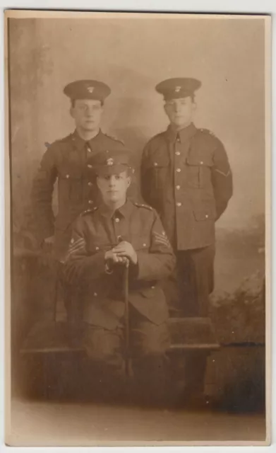 WW1 Studio Portrait Of Unknown Infantry Sergeants & L/Corporal RP PPC, Unused