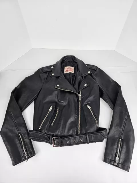 Levi's Women's Black Poly Faux Leather Biker Moto Jacket Black Size Small