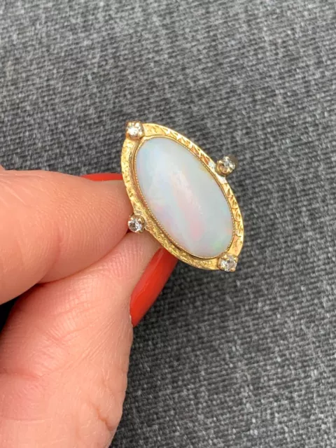 18ct gold diamond natural opal cluster ring art deco 1920s