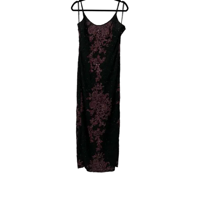 VINTAGE STENAY BLACK Pink Beaded Formal Dress Sz 12 Women’s Gala Event ...