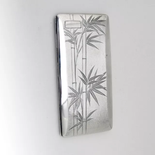 Long Cigarette Case Japanese 950 Sterling Silver Bamboo Design