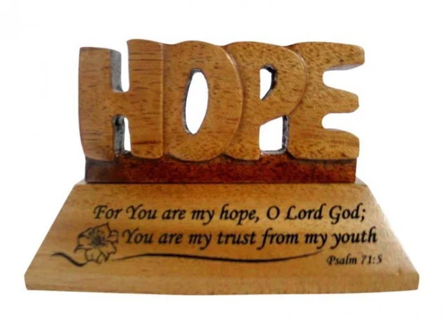 Cristiano Madera Caoba Hope O Lord God Salmo 71 : 5 Escritorio Regalo Adorno