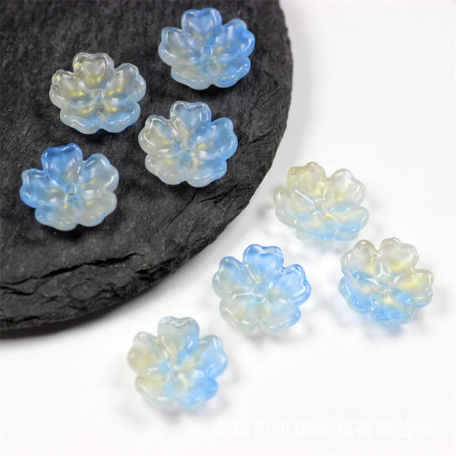 100Pcs Multicolor 3D Peach Blossom Flower Beads Glass Lampwork 15mm DIY Jewelry