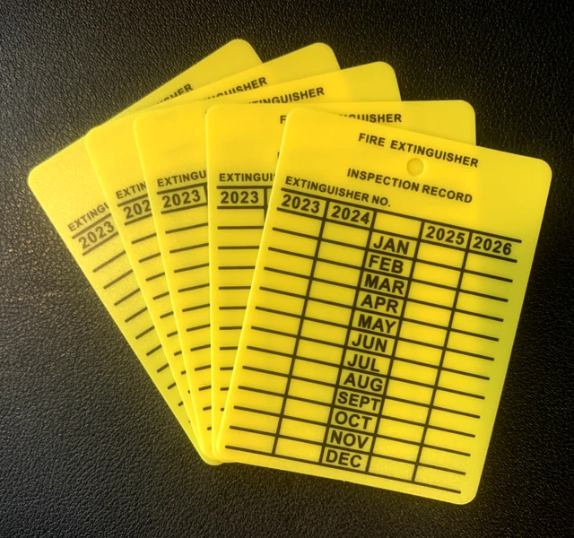 (5) PLASTIC FIRE Extinguisher 4Year Inspection Tags...202320242025