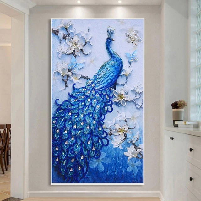 Pfau 5D Diamantmalerei Sonderform Strassbild für Wanddekoration 6