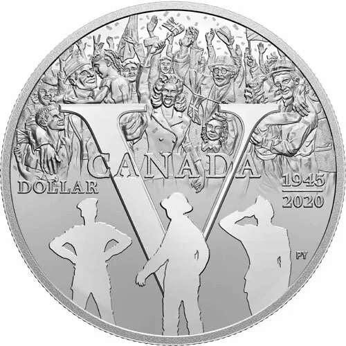 2020 Canada 75th anniv of VE Day Design Silver dollar pure silver - coin only