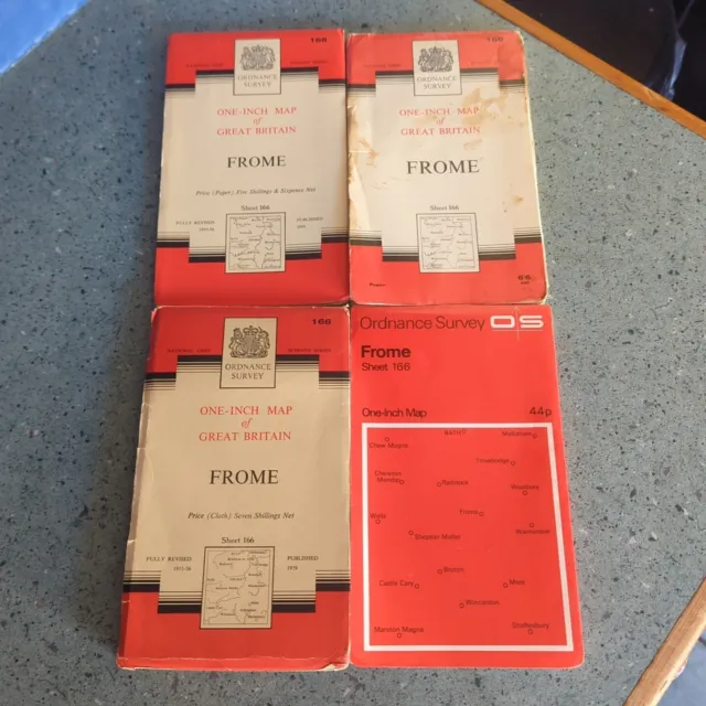 Four Vintage Old Ordnance Survey Maps Of Frome
