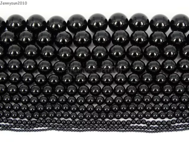 Natural Black Onyx Gemstones Round Beads 15.5'' 3mm 4mm 5mm 6mm 8mm 10mm 12mm