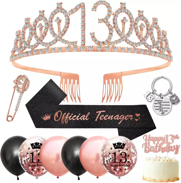 SWPEED 13th Birthday Decorations for Girls Official Teenager Sash Tiara Crown