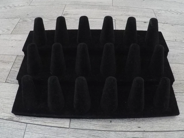 18 Finger Black Velvet Ring Display Jewelry Retail Ring Stand