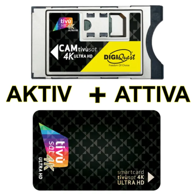 CAM Tivùsat 4K Ultra HD inklusive aktivierte Smartcard CI+ Modul + Karte Tivusat