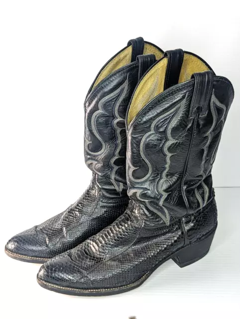 Mens Abilene Black Leather Western Cowboy Boots 11 D Vintage Made in USA
