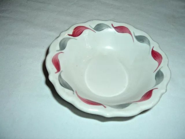 Syracuse China Restaurant Ware Gray Red Wave Leaves Dessert Monkey Bowl 4 1/2”